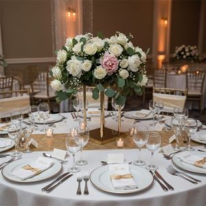 Polished Gold Plinth with Flower Display situated on top